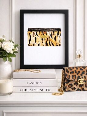 Animal Print Clutch Wall Art Framed 9x11 Leopard Tiger Luxe Fashion Decor Black